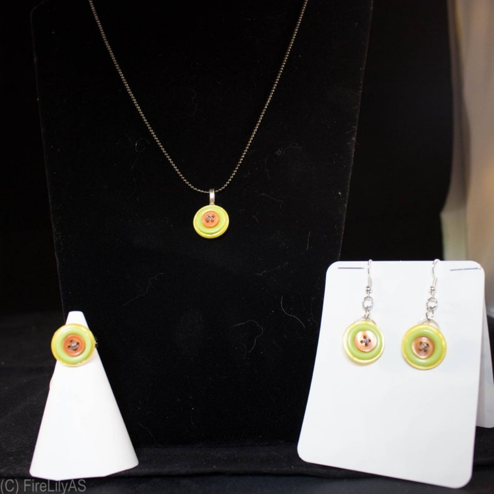 Stacked Button 3 Piece Jewelry Set Handmade